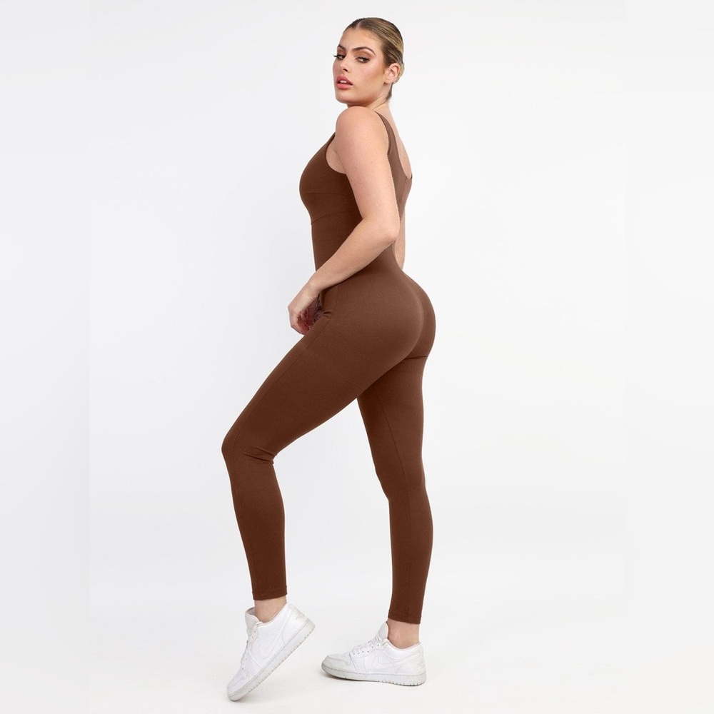 NWT Popilush Brown Ribbed One-Piece Bodysuit Large - Picture 3 of 11